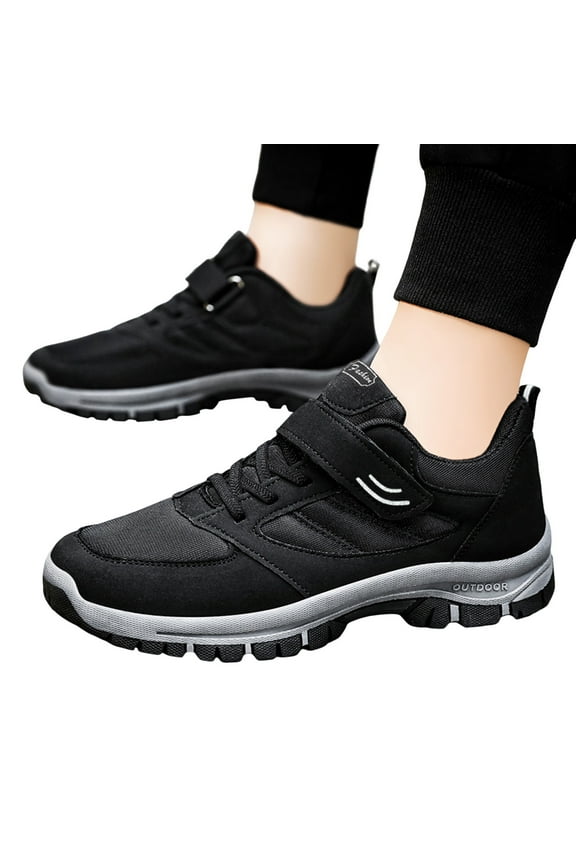 Mens Shoes Men Casual Shoes Fashionable New Pattern Solid Color Simple Thick Sole Hook Loop Four Season Sports Shoes,Running Shoes for Men,Shoes for Men(Color:Black,Size:7)