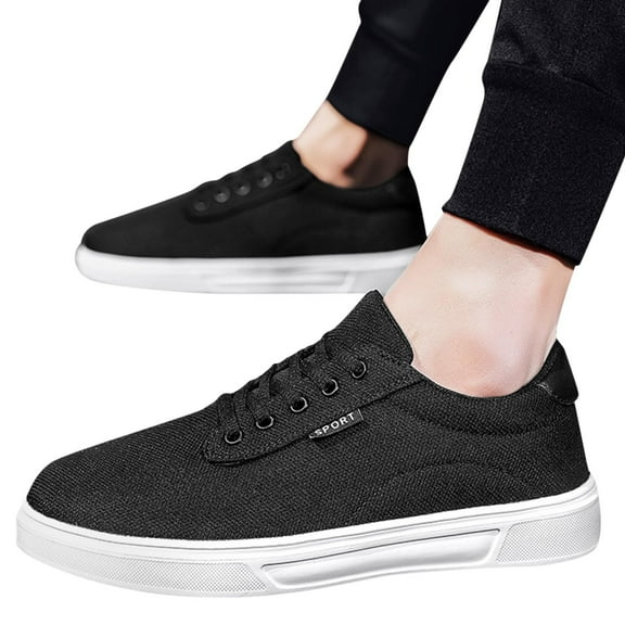 Wotryit Mens Shoes Men Casual Shoes Fashionable and Simple Solid Color New Pattern Flat Bottomed Comfortable Lace Up Canvas Sneakers,Running Shoes for Men,Shoes for Men(Color:White,Size:10.5)