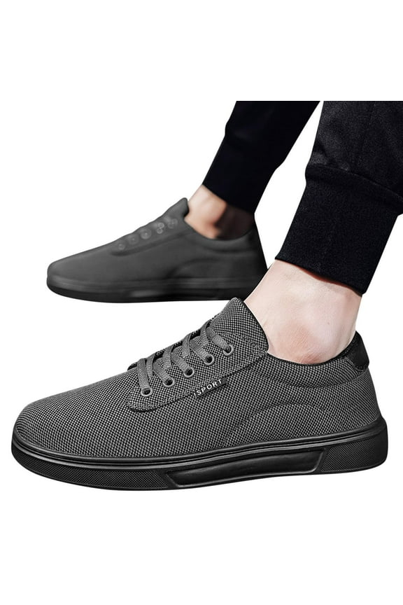 Mens Shoes Men Casual Shoes Fashionable and Simple Solid Color New Pattern Flat Bottomed Comfortable Lace Up Canvas Sneakers,Running Shoes for Men,Shoes for Men(Color:Grey,Size:7.5)