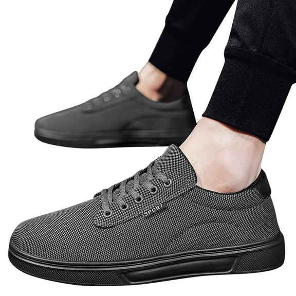 Wotryit Mens Shoes Men Casual Shoes Fashionable and Simple Solid Color New Pattern Flat Bottomed Comfortable Lace Up Canvas Sneakers,Running Shoes for Men,Shoes for Men(Color:Grey,Size:7.5)