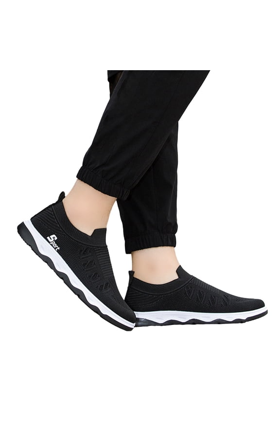 Mens Shoes Men Shoes Flat Soled Casual Shoes Breathable Hollow Mesh Shoes On Soft Soled Casual Shoes,Running Shoes for Men,Shoes for Men(Color:Black,Size:6.5)