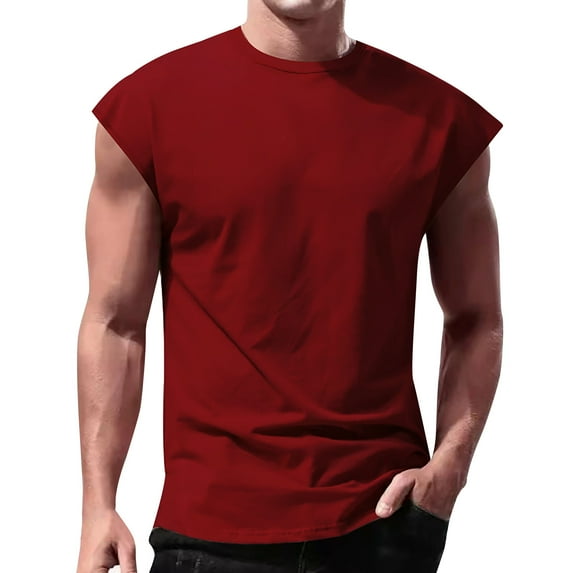Wotryit Tank Tops Men Mens Breathable Sleeveless T Shirt Tops Slim Summer Round Neck Short Sleeve Mens Tank Top S