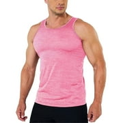 Wotryit Tank Tops Men Mens Summer Casual Sleeveless Round Neck Solid Raglan Style Tops Undershirt Mens Tank Top Pink M