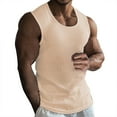 thumbnail image 1 of Wotryit Tank Tops Men Mens Summer Sleeveless Crew Neck Tight Sports Thread Vest Mens Tank Top Beige M, 1 of 5