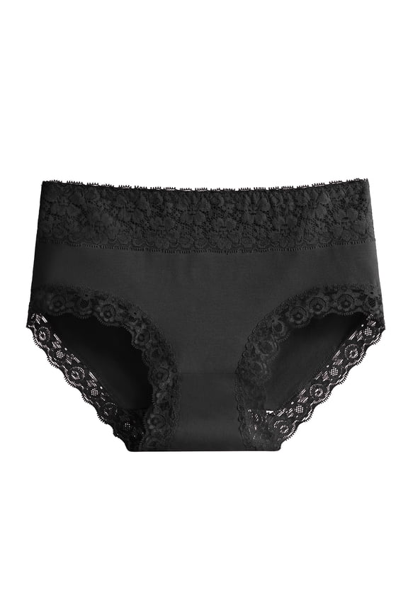 Womens Underwear Women's Plus Size Crotch Breathable Skin Tight Belly Lifting Waist Lace Hem High Waist Underwear Panties for Women Black M