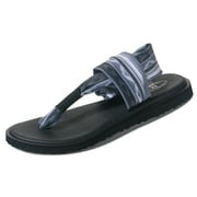 Wotte Womens Yoga Mat Flip Flops Casual Flat Summer Beach Sandals, stripe, size 6