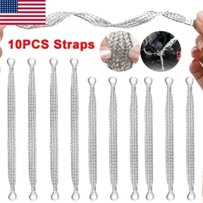 Woudy 10Pcs Tinned Copper Ground Strap Kit, 6Pcs 30cm and 4Pcs 25cm Car Truck Firewall Engine Ground Cable Set with 5/16 Inch Ring Terminals