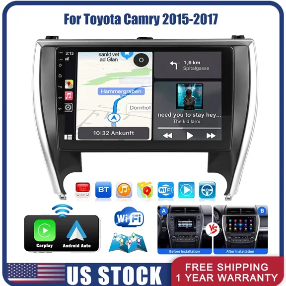 Woudy 2+64GB Android 15 Car Stereo Radio with Apple CarPlay for Toyota Camry 2015-2017