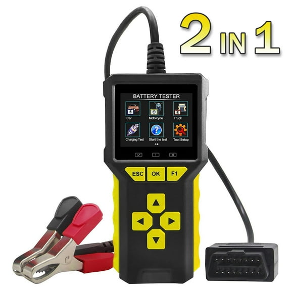 Woudy 2 in 1 OBD2 Scanner+Battery Tester, 3.2" Big Screen OBD2 Diagnostic Tool Engine Code Reader EVAP Digital Diagnosis DTC for Car Motorcycle&Truck