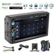 Woudy 7 Double DIN Car Stereo, HD Touchscreen, Wired Apple CarPlay & Android Auto, Camera Support & Steering Wheel Control, Bluetooth 5.0, FM/USB/Type-C/AUX