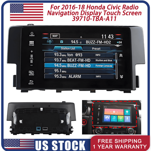Woudy 7" Touch Screen Radio Display Replacement for Honda Civic 2016-2018, Navigation Screen Panel Assembly 39710-TBA-A11