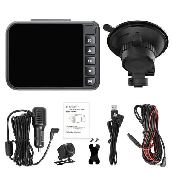 Woudy A4 4K Front and Rear Dash Cam with 2.4GHz WiFi 2" Touch Screen Car DVR Recorder