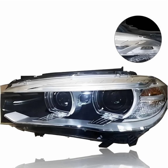 Woudy Adaptive Xenon Headlight Assembly, Left Driver Side without Module, for BMW X5 X6 F15 2015-2019, 7317109