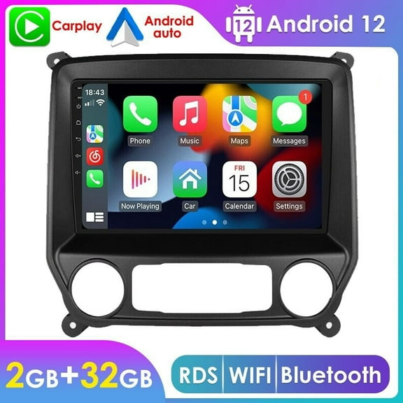 Woudy Android Car Stereo Radio for Chevy Chevrolet Silverado GMC Sierra 2014-2018, Supports Wireless Carplay Android Auto Bluetooth WiFi SWC Mirroring GPS 2+32G