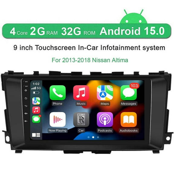Woudy Android Car Stereo for Nissan Altima 2013-2018, 9'' Touch Screen Car Radio with Carplay Android Auto Mirror Link GPS Bluetooth FM SWC 2+32GB