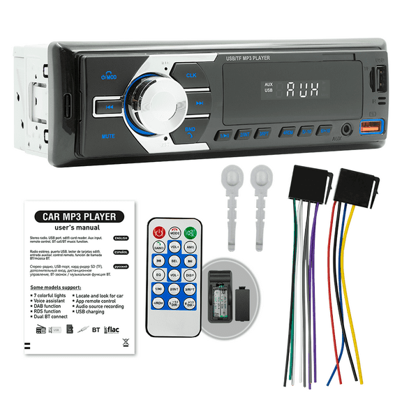 Woudy Bluetooth Car Stereo1 DIN Audio In-Dash FM Aux Input Receiver USB MP3 Radio Player SD