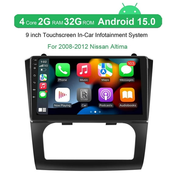 Woudy Car Stereo for Nissan Altima 2008-2012, Android Car Stereo Wireless Carplay,9 Touchscreen Car Radio GPS, WiFi Bluetooth SWC for Altima Radio 2+32G