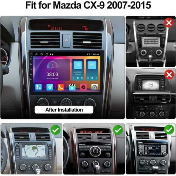 Woudy Car Stereo Radio for for Mazda CX-9 2007-2015, 10.1" Touch Screen Radio Double Din Carplay Android Auto Car Radio GPS Navi Player Bluetooth FM WiFi 2+32G