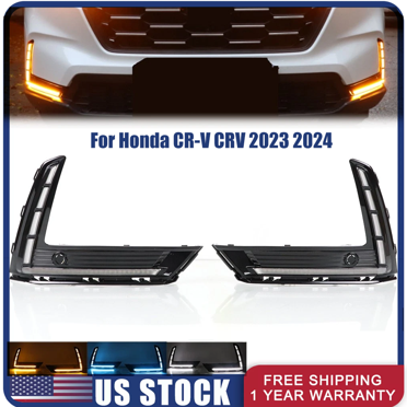 LED DRL Fog Lights With Turn Signal For Honda CR-V CRV 2023 2024 (Pair)