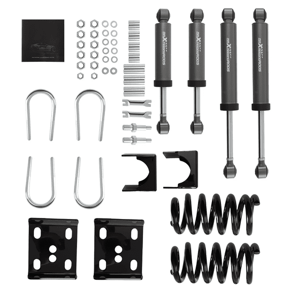 Woudy Lowering Flip Kit, 3 Inch Front Drop Coil Springs and Shocks with 5 Inch Rear Axle Flip Kit, for Chevy C10 GMC C15 1973-1987