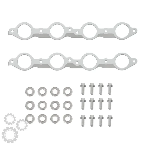 Woudy MLS Exhaust Manifold Header Gasket Pair with Bolts, for LS1 4.8L 5.3L 5.7L 6.0L 6.2L V8 Engines 1997-2013