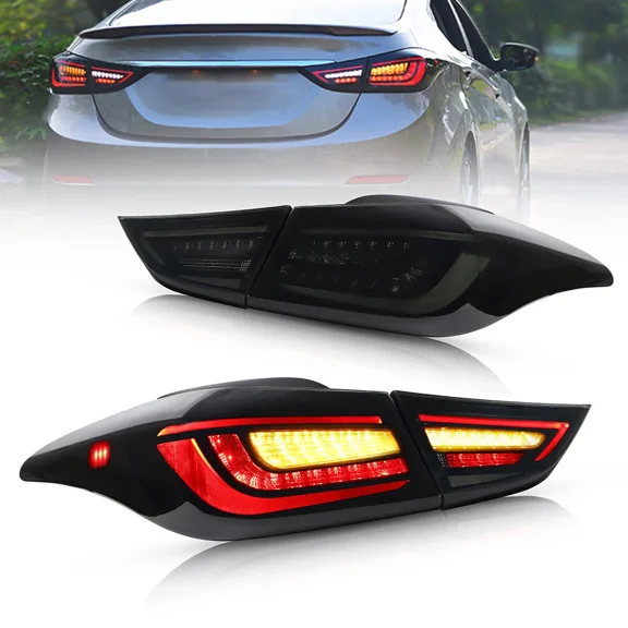 Woudy Pair Smoked LED Tail Lights, Sequential Rear Lamps, for Hyundai Elantra Sedan 2011-2016
