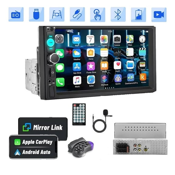 Woudy Single 1Din Car Stereo Radio, 7" Touch Screen Apple/Android Carplay Support Bluetooth GPS FM Radio GPS