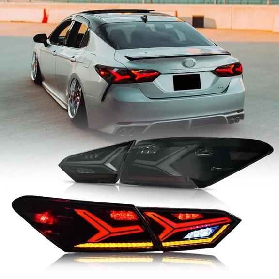 Woudy Smoked LED Tail Lights, Sequential Rear Lamps Assembly, for Toyota Camry 2018-2024