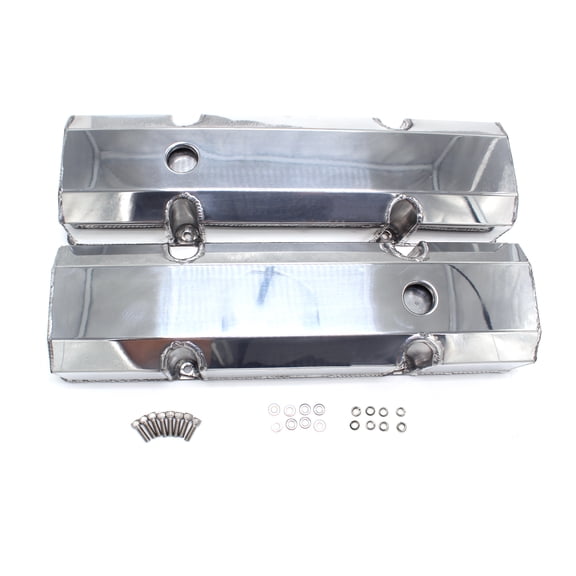 Woudy Tall Fabricated Aluminum Valve Covers for Small Block Chevy SBC 327 350 400 with Breather Holes