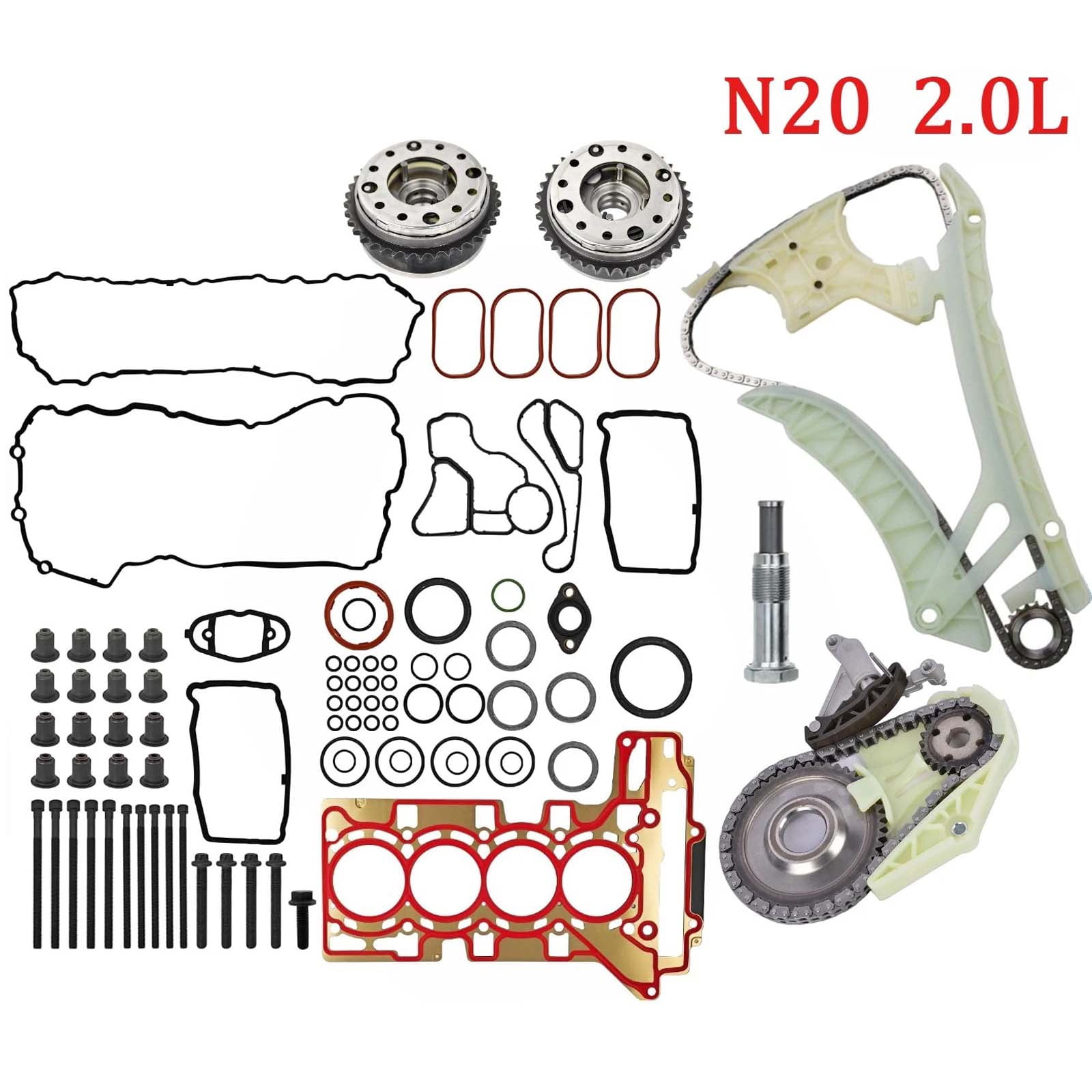Woudy Timing Chain Head Gasket Kit for BMW 125i 320i 328i 428i 528i X1 X3, N20 2.0L N26