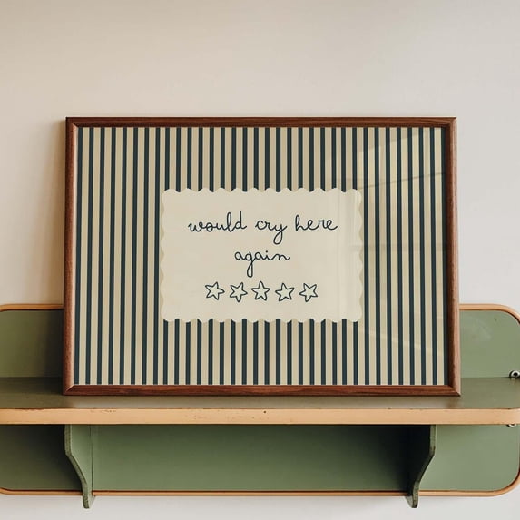 Would Cry Here Again Poster, Retro Striped Emotional Quote Design for ...