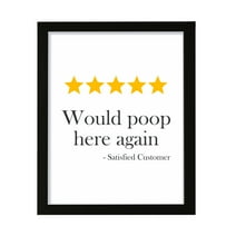 Would Poop Here Again, 11 x 14 Black FRAMED Print Bathroom Wall Art