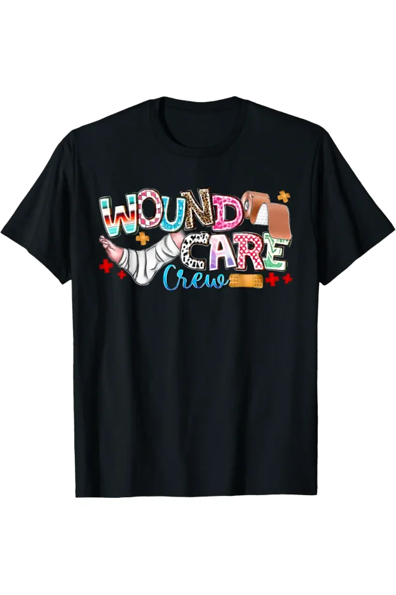 Wound Care Crew Leopard Nursing Wound Ostomy Nurse WCN RN T-Shirt