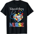 thumbnail image 1 of Wound Care Nurse Autism Day Love Heart Stethoscope RN Nurse T-Shirt, 1 of 4