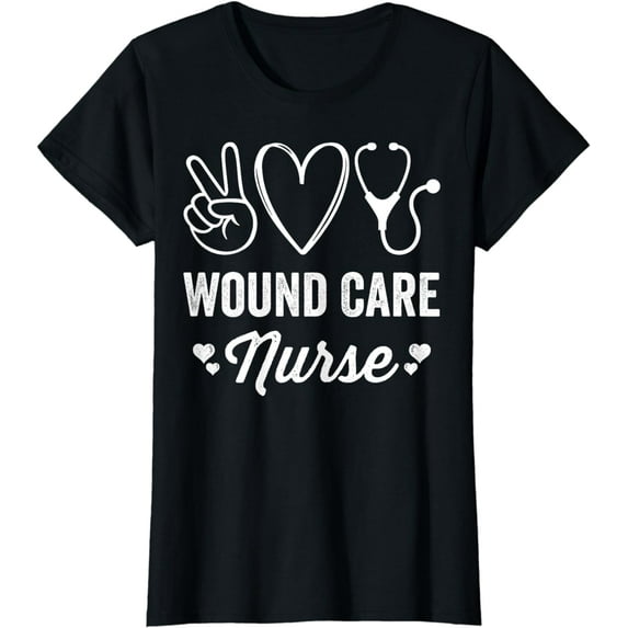 Wound Care Nurse Cute Heart Stethoscope Vintage Nursing T-Shirt