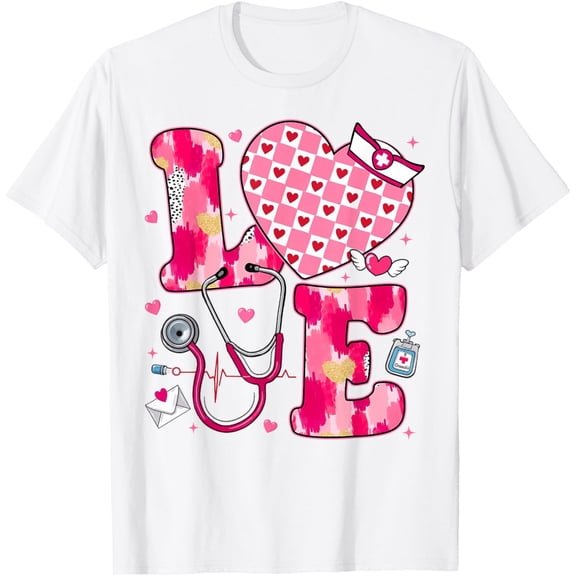 Wound Care Nurse Valentine Day Love Women Heart T-Shirt Tops Tee