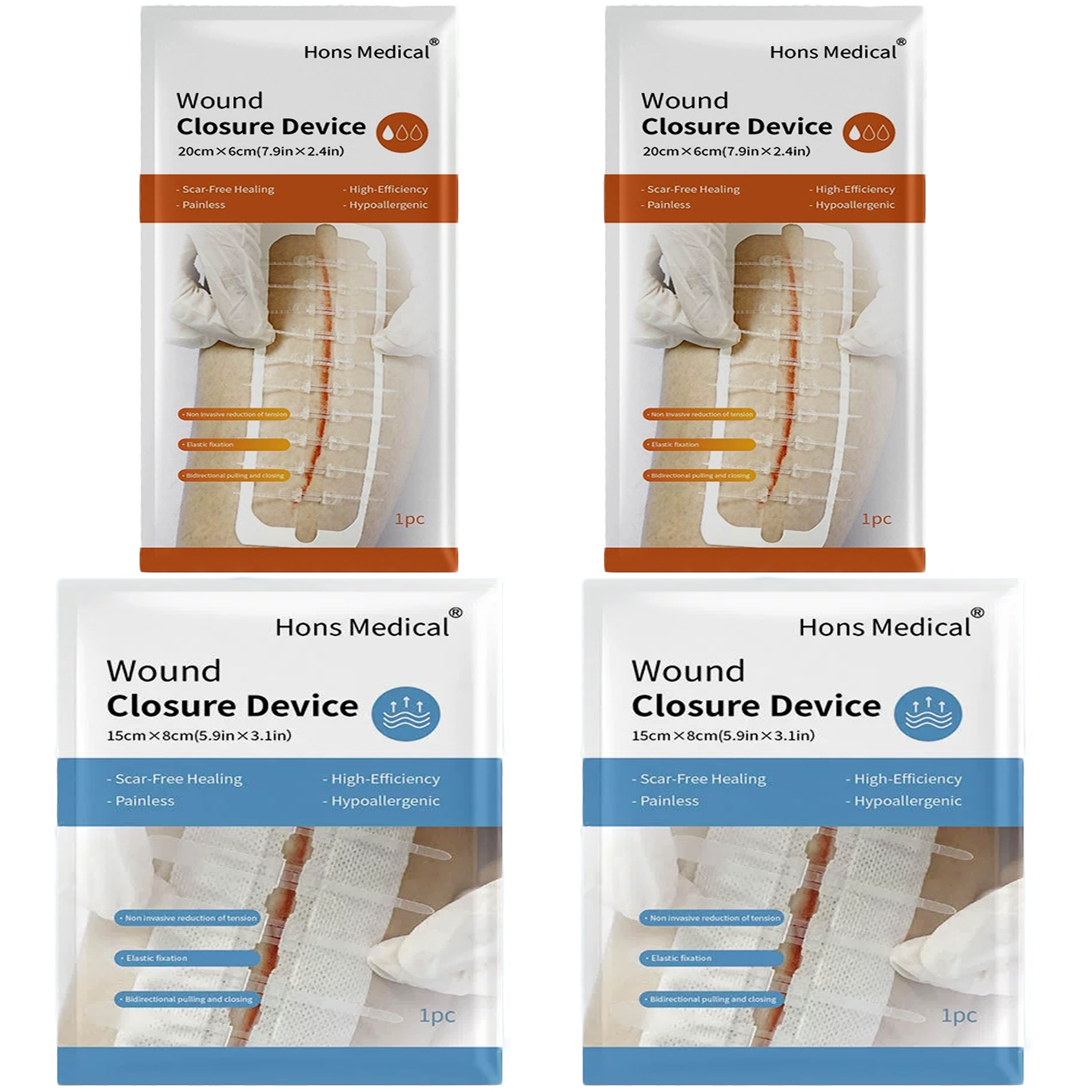 Wound Closure Strips for Emergency First Aid, Butterfly Bandages Suture Alternative, Surgical Laceration Repair Without Stitches or Needles (4 Pack)