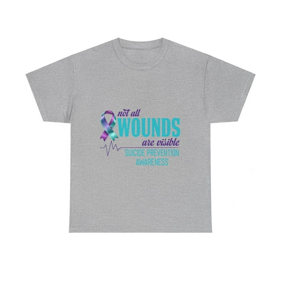 Wound Teal&Purple Ribbon Suicide Prevention Awareness T-Shirt ID-0628-DJ0L