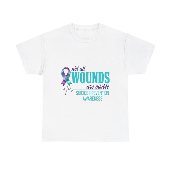 Wound Teal&Purple Ribbon Suicide Prevention Awareness T-Shirt ID-0628-DJ0L