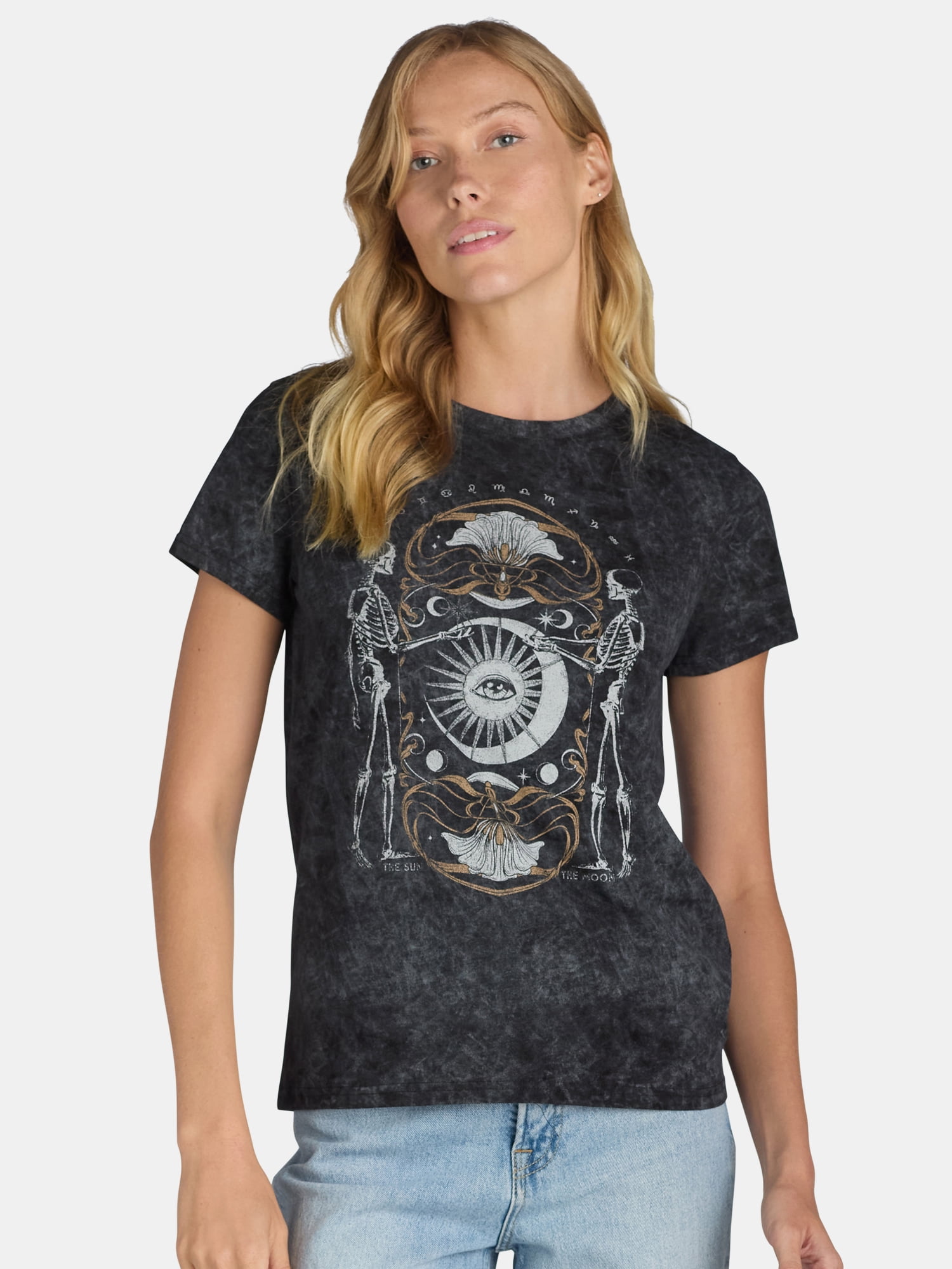Sun Moon T-shirt with Short Sleeves, Women's