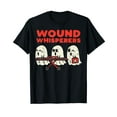 thumbnail image 1 of Wound Whisperer Ghosts Nurse Paramedic EMT Halloween RN ICU Black T-Shirt Short Sleeve, 1 of 5