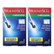 WoundSeal Topical Powder + Applicator for Minor External Bleeding, 4 Single Use Applications - 2 Pack