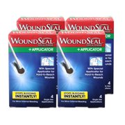 WoundSeal Topical Powder + Applicator for Minor External Bleeding, 4 Single Use Applications - 4 Pack
