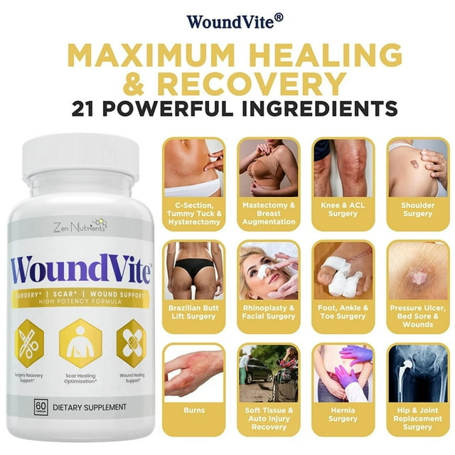 Zen Nutrients WoundVite Post Surgery Healing & Scar Care Supplement