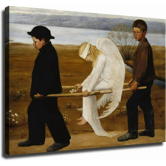 The Wounded Angel By Hugo Simberg Poster Wall Art Painting Canvas Wall Decor Modern Family Home Aesthetic Decor Bedroom Background Wall Decor (12×18inch-Framed)