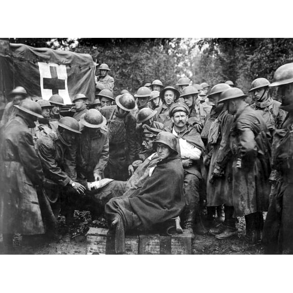 Wounded German Prisoners Receiving Medical Attention At First-Aid Station Of 103Rd And 104Th Ambulance Companies. World
