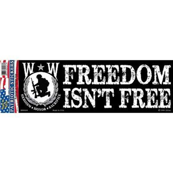 Wounded Warrior Freedom Isn't Free Bumper Sticker 3-1/4 by 9-1/2 Inches