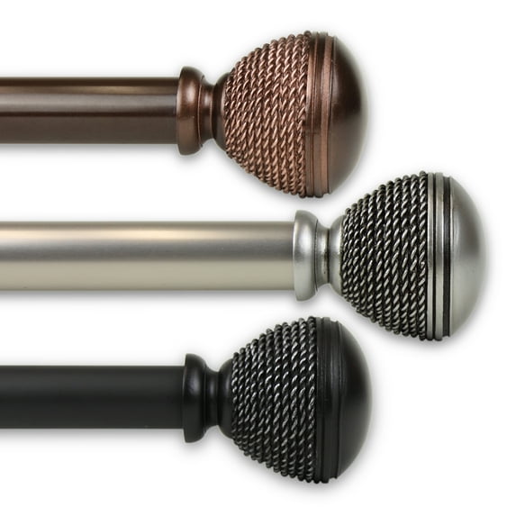 Woven 1" Curtain Rod 48-84 inch - Black