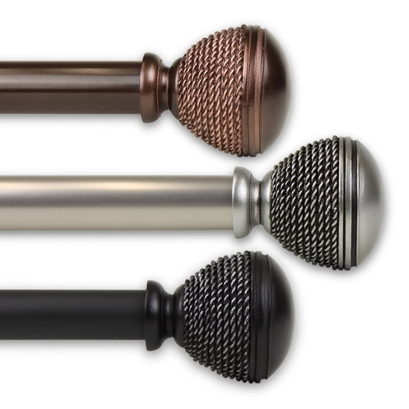Woven 1" Curtain Rod 66-120 inch - Black
