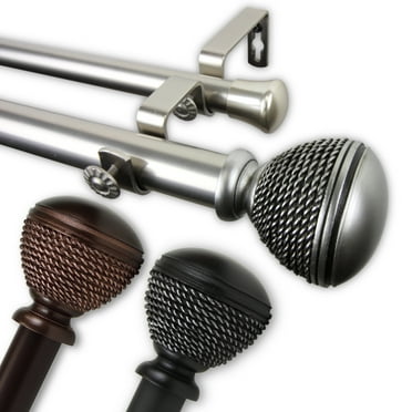 Woven 1" Double Curtain Rod 48-84 inch - Black